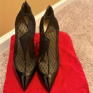 Christian Louboutin Black Booties Filette 100 Pat/Resille Brode/Kid